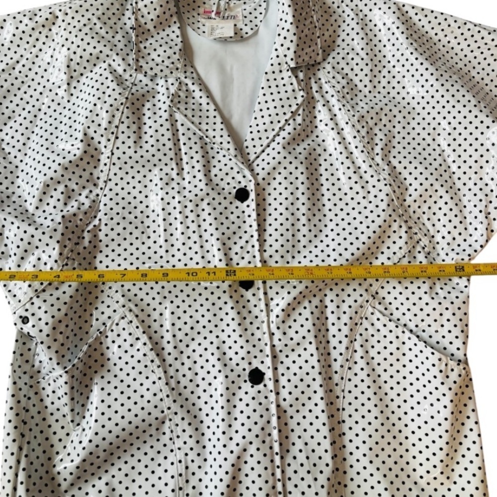 VINTAGE Kenn Sporn for Wippette Black and White Polka Dot Rain Coat Size Medium - Picture 8 of 9
